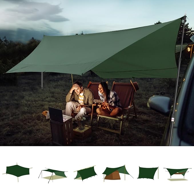 Tarp Poles Telescoping Tent Poles Ultra-Lightweight Portable Aluminum Sun Shade Poles That Extends Up to 7'6Suitable for Camping Tent Awning Beach Shelter(2 PCS)