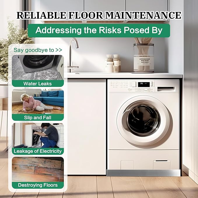 Washing Machine Pan Heavy Duty 27x25 Inch Washer Drain Pan 304 Stainless Steel Washing Machine Tray for Floor Protection Leak Proof Washer Pan Tray (27X25X2.5)