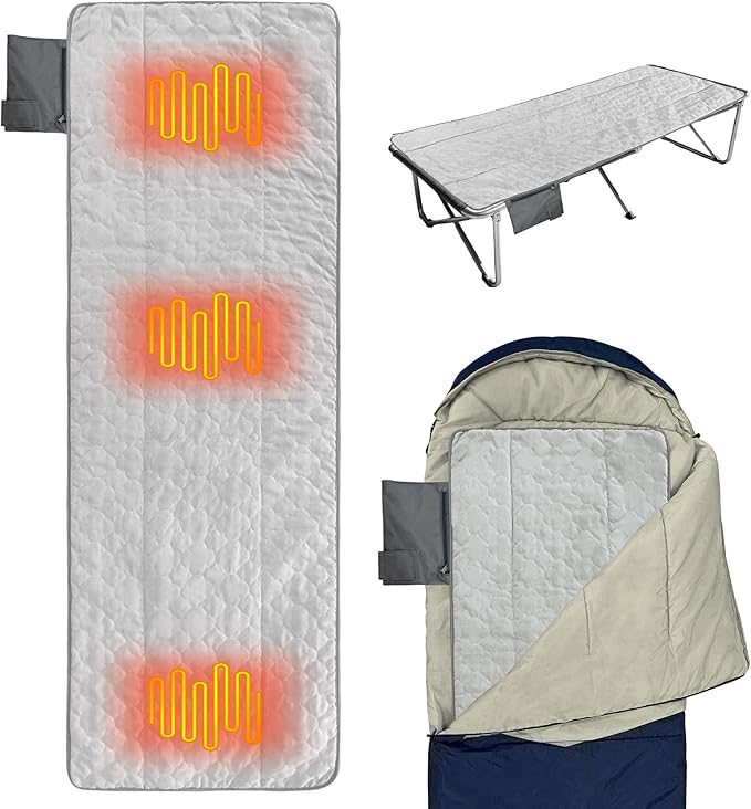 Heated Sleeping Bag Pad Heated Sleeping Bag Liner 3 Heating ZonesHeated Sleeping Bag Insert for Camping、Sofa、Chair