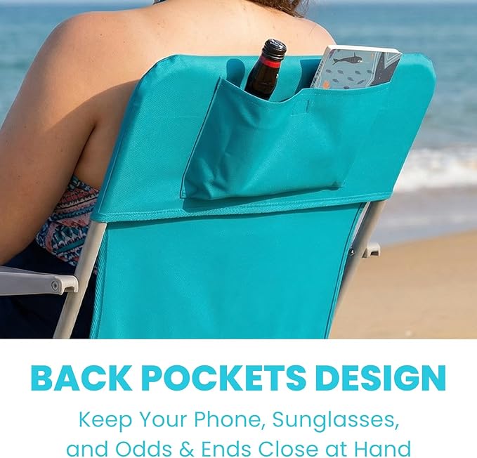 #WEJOY Folding Beach Chair for Adults Lightweight Beach Chair with Shoulder Straps High Back Camping Chairs with Hard Armrest Supports 300lbs for Outdoor Lawn Concert