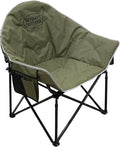 Oversized Camping Chair Portable Folding Moon Chair with Side Pocket Heavy Duty Outdoor Chair for Camping 400lbs Support (Green)