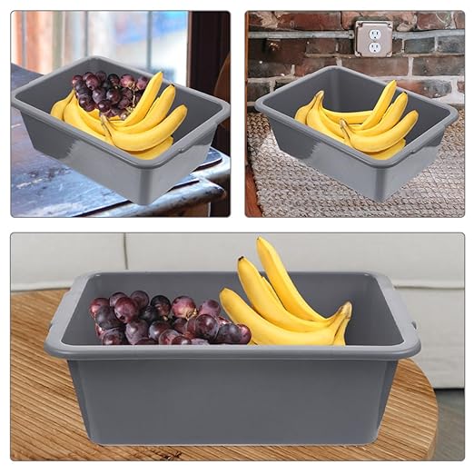 Vaguelly 2pcs Restaurant Commercial Bus Tubs 34x23.8x10.9cm Rectangular Plastic Storage Bins for Food and Dish Transport Utility Tote Baskets for Kitchen and Food Service Use