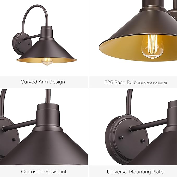 ALLGOT Exterior Barn Light Outdoor Wall Lights for House Front Porch Outdoor Wall Lighting Fixture Modern Farmhouse Outside Sconce Lighting(Oil Rubbed Bronze 1 Pack)