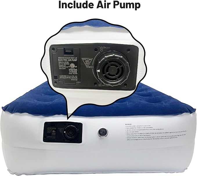 Greaton 14-Inch Durable Luxury Inflatable Air Mattress with Comfort Coil Technology and High Capacity Pump Good for Camping Home and Portable Travel Twin Blue
