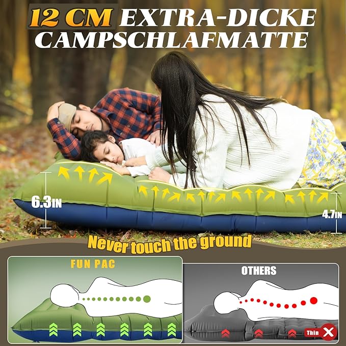 Camping Sleeping Pad Ultralight Camping Mat with Pillow Built-in Foot Pump Inflatable Sleeping Pads Compact for Camping Backpacking Hiking Traveling TentDoubleGreen.