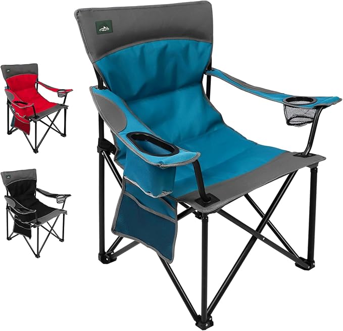 Northroad Foldable Camping Chair Heavy-Duty Outdoor Folding Chair Support Up to 300lbs for Hiking Picnics Patio Beach Fishing (Blue)