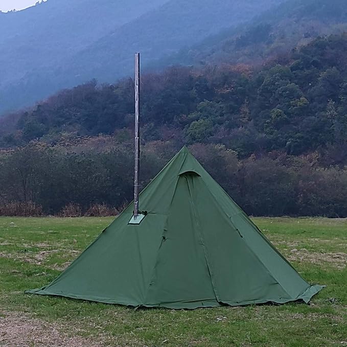 Hot Tent with Stove Jack and Snow Skirt 6.89~8.53ft Standing Room 2~5 Person Tipi Tent for Family Hiking Fishing Hunting Backpacking Camping