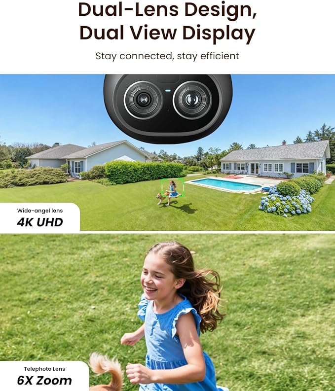 REOLINK TrackFlex Floodlight WiFi 4K Dual-Lens Floodlight Camera 3000 Lumens 360° PTZ 6X Hybrid Zoom Auto-Tracking Privacy Focused Local AI Video Search &amp Storage Dual-Band Wi-Fi 6 AC Hardw