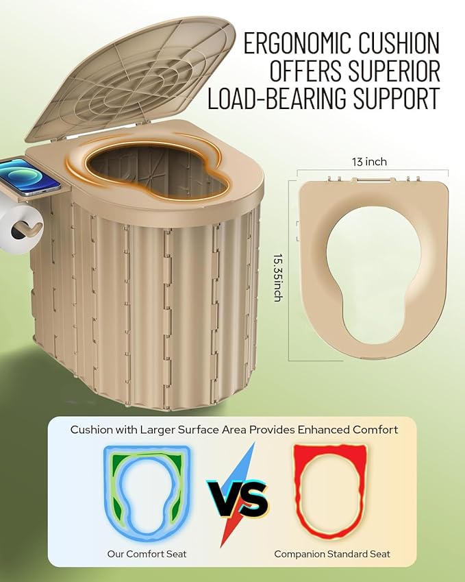 Camping Toilet with Pop-Up Privacy Tent and Liquid Waste Gel Portable Toilet for Camping with Large Tent Ergonomic Potty Provides Enhanced Comfort Suitable for All Ages