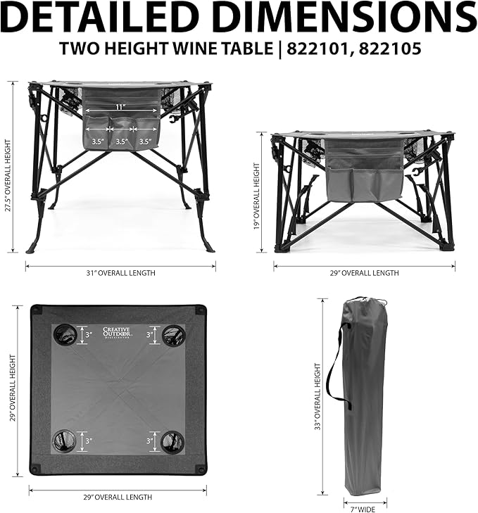 Creative Outdoor Folding Wine Table | Portable | Camping Beach Picnic &amp Patio