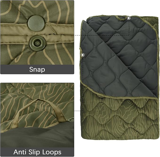 LOOGU Camo Blanket Waterproof Insulation Poncho Liner for Outdoor Camping Hiking Hunting Survival Backpacking Picnicking