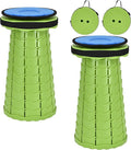2 Pack Upgraded Collapsible Stool with Cushion Thickened Retractable Folding Stool Max Load Capacity 400lbs Portable Telescoping Stools for Camping Fishing Outdoor Hiking BBQ -Green