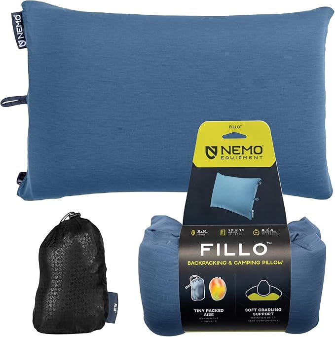 Nemo Equipment Fillo Backpacking &amp Camping Pillow - Blue Horizon/Ombre Blue - One Size
