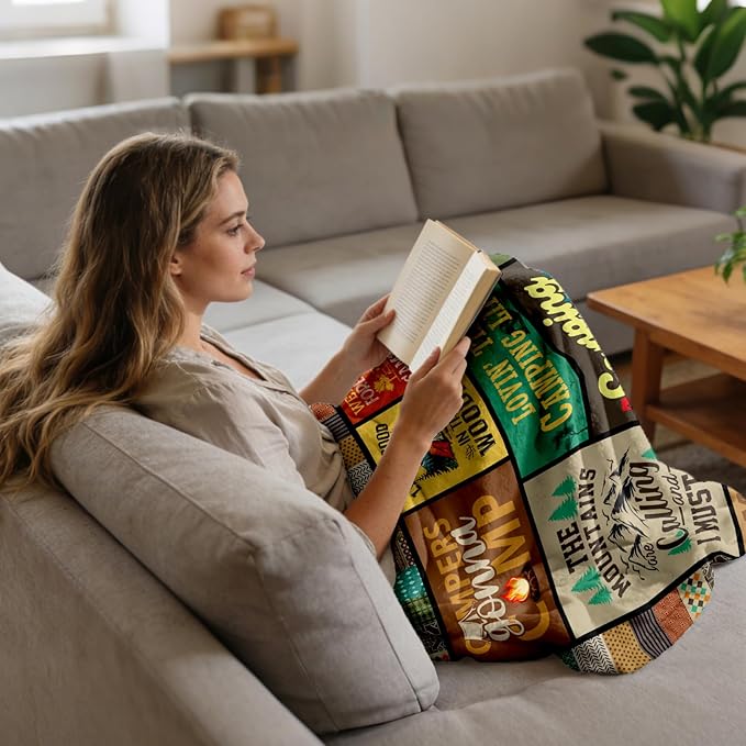 Camping Gifts for Women Camping Blanket 60x50 Camping Gifts for Men Camper Gift for Couples Woman Lovers Girls Boys Camper Gift Ideas for Birthday Christmas