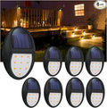 8 Pack Outdoor Fence Solar Lights IP68 Waterproof Solar Step Lamps for Backyard Garden Pathway Porch Patio Driveway Walkway Railing - Yellow Light