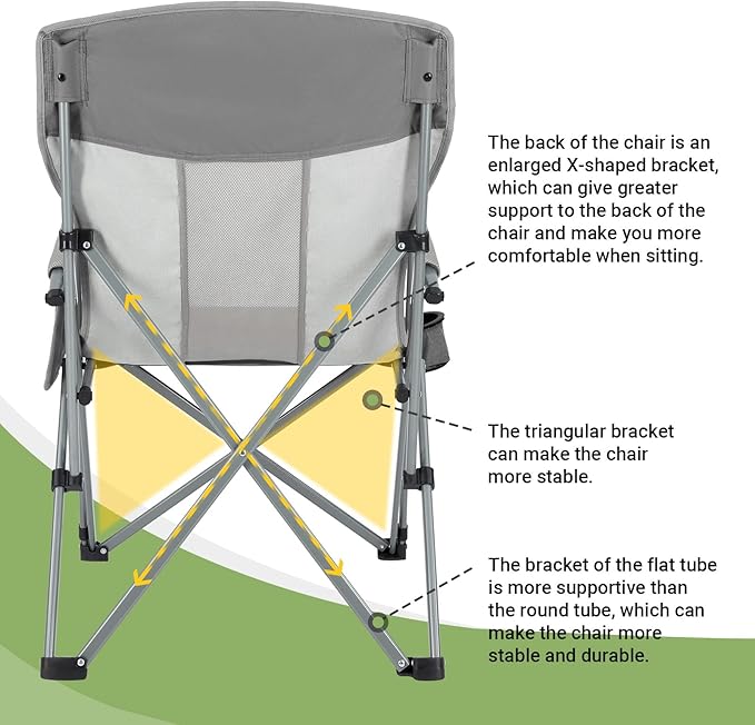 KingCamp Oversized Heavy Duty Outdoor Camp Lightweight Portable Lawn Chair Sturdy Steel Frame Supports 300 lbs with Cup Holder for Sports Fishing Picnic one Size Blue&ampGray