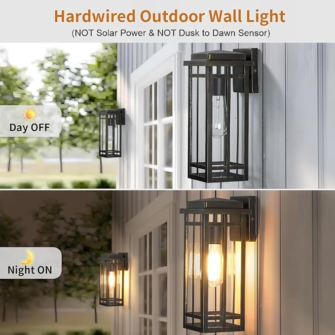 13.8'' Outdoor Wall Light Fixtures 2 Packs Porch Lights Outdoor Lighting for House Exterior Lighting Fixtures Wall Lantern Waterproof Modern Outside Sconce for Garage Oil-Rubbed Bronze (No sensor)