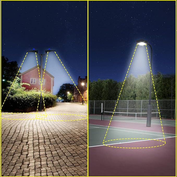 LEDMO Double Bullhorn Bracket LED Parking Lot Light 180 Degree Mounting Bracket Round Pole Double L Mounts Tenons for 2 Pack Dusk to Dawn Outdoor LED Shoebox Area Light Street Lighting Stadium fixture