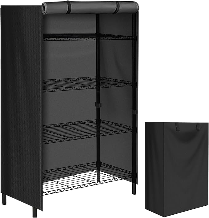 Storage Shelving Unit CoverWaterproof Shelf Cart Cover Protective Outdoor Indoor Storage Rack Dust Cover with Zipper (30 Lx14 Wx60 H)