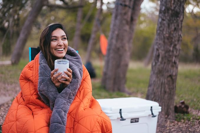 KAMMOK Mountain Blanket - Ultra-Plush Fleece Water Resistant Portable Durable Indoor/Outdoor Camp Blanket (84 in × 50 in) - Ember Orange