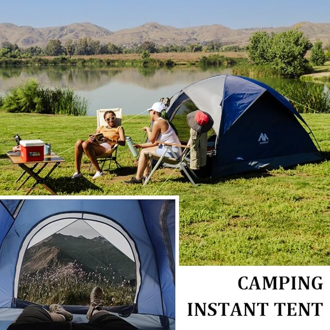 2-3 Person Tents for Camping - AYAMAYA Outdoor Waterproof Dome Family Tents with Removable Rainfly Breathable with 2 Doors &amp 2 Large Mesh Windows - Easy Set Up for Backpacking Hiking Travelling