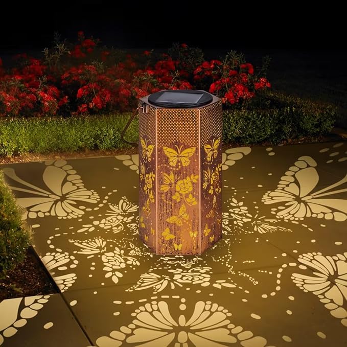 Butterfly Solar Lights Outdoor -Mothers Day Gifts for Mom Grandma Birthday Gifts for Women Butterflies Solar Lanterns Outdoor Waterproof Garden Decoration for Outside
