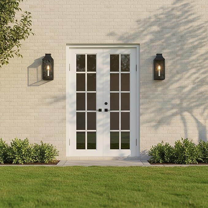 14 Small Classic Outdoor Wall Lantern Light for House ExteriorHandcrafted Satin Black Metal Cage Mounted Pocket Wall Sconce W/Clear Tempered GlassWaterproof for Porch Patio Garage&ampFront Door