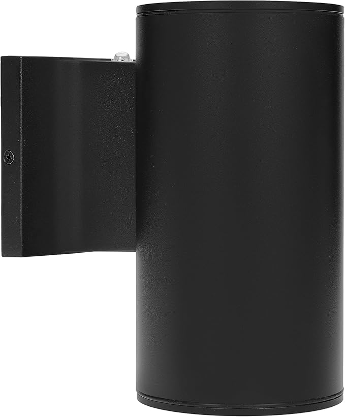 Maxxima Cylinder LED Outdoor Wall Light Modern Wall Wash 12 Watt 1050 Lumens 5 CCT 2700K/3000K/3500K/4000K/5000K Dusk to Dawn Photocell Sensor Exterior Garage Patio or Porch Lighting Black