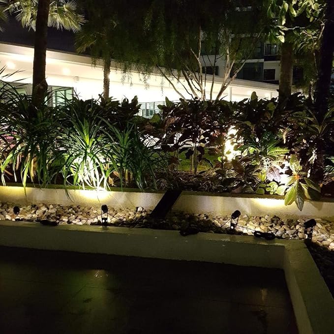 4-Spotlight Mini 50X Solar-Powered LED Spotlight (Warm White LED) Black Finish Outdoor Garden Yard Landscape Downlight