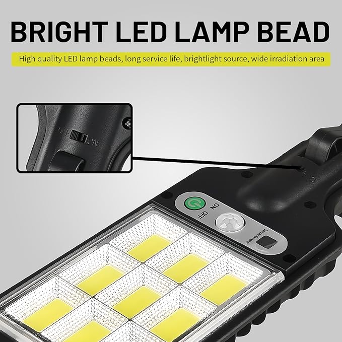 Solar Street Lights Outdoor Solar Lights Outdoor Wide Angle Solar Flood Lights Motion Sensor Dusk to Dawn Remote Control Waterproof IP65 Parking Lot Lights Commercial for Yard(4)