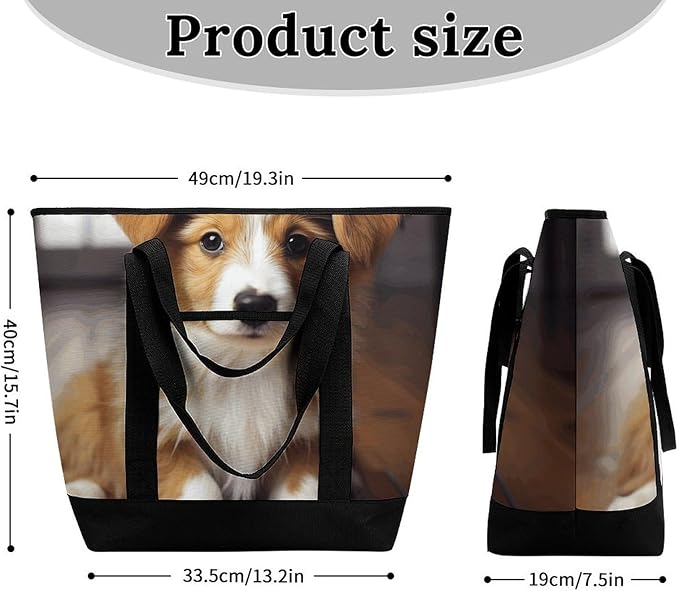 Insulated Shopping BagLarge Reusable Cooler Bags Cute Puppy Dog Printed Foldable Shopping BagTravel Waterproof Shoulder Bag