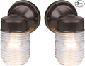 Design House 587311 Jelly Jar Classic 1-Light 2-Pack Indoor/Outdoor Wall Light with Clear Ribbed Glass for Entryway Porch Patio Oil Rubbed Bronze