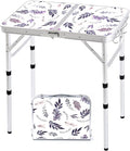 Folding Camping Table 2ft Portable Pinic Table Adjustable Height Small Card Table Aluminum Foldable Lightweight with Carry Handle for Outdoor Indoor Hiking Camp BBQ Beach (Misty Lilac)