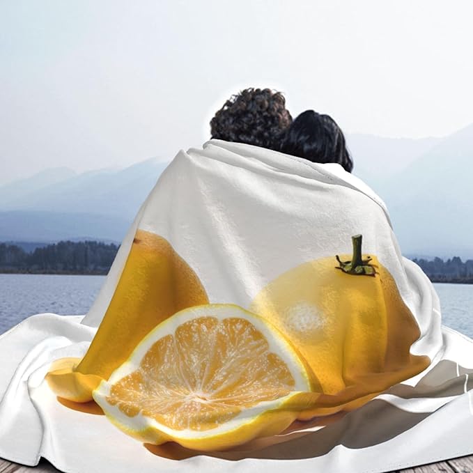 Kumquat Lemon Soft Fleece Blanket 60 * 50 inch Soft Sofa Blanket Suitable for Sofa Camping Travel Night Cover Blanket