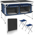 CampLand Outdoor Folding Table Aluminum Lightweight Height Adjustable with Storage Organizer for BBQ Party Camping