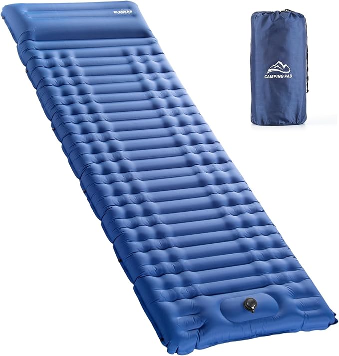 Elegear CumbreX Single Sleeping Pad for Camping 4.7 Ultra-Thick Inflatable Camping Sleeping Pad with Built-in Foot Pump &amp Quick Inflation Portable Camping Sleeping Mat for Backpacking Hiking Te