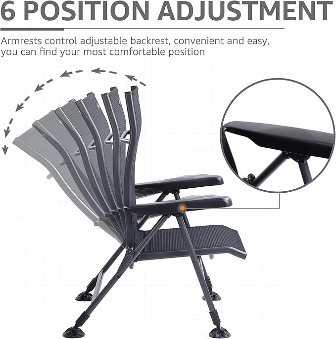 X Strike Folding Camping Chair Support 350 LBS Outdoor Fishing Chair for Adults Breathable Mesh with Adjustable High Back Support and Leg Aluminum Frame for Fishing Camp Lawn Patio.