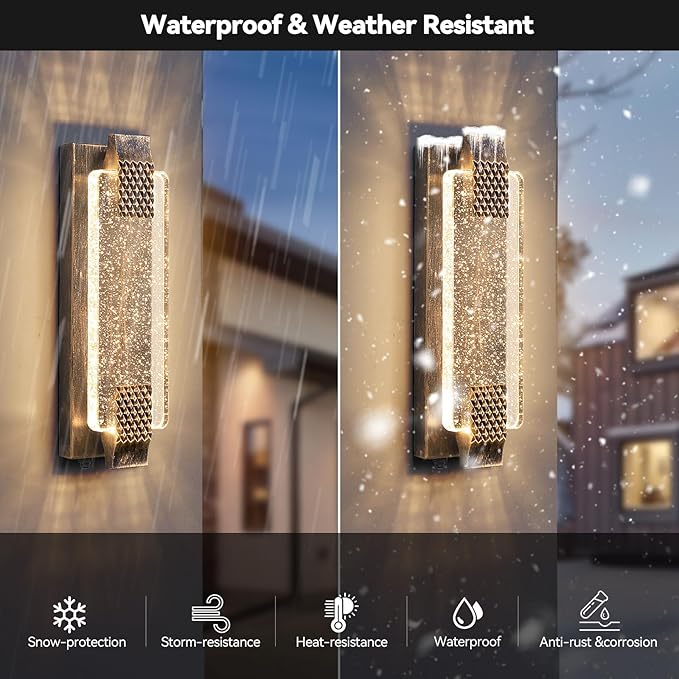 camuucci Dusk to Dawn Outdoor Light15.7 Inches LED Porch Lights Outdoor Waterproof Modern Outside Sconce Wall Mount for Doorway Hallway Porch Patio Yard Doorway Bronze