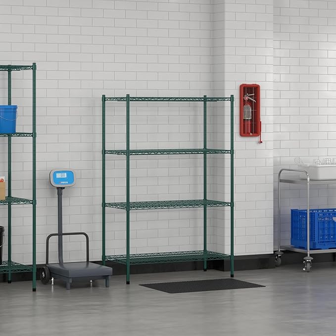 Commercial NSF Listed Green Epoxy Stationary Wire Shelving Kit 21 x 42 x 64 with 4 Shelves Perfect for Warehouse Walk-in Refrigerator Freezer Grocery Store Restaurant Dishroom