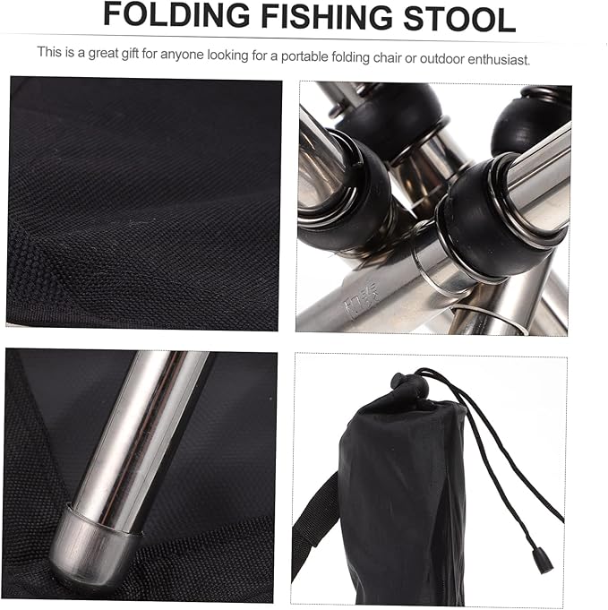 Kisangel 1pc Folding Chair Portable Outdoor Fishing Stool Stainless Steel Camping Seat for Hiking Activities Compact and Lightweight Design
