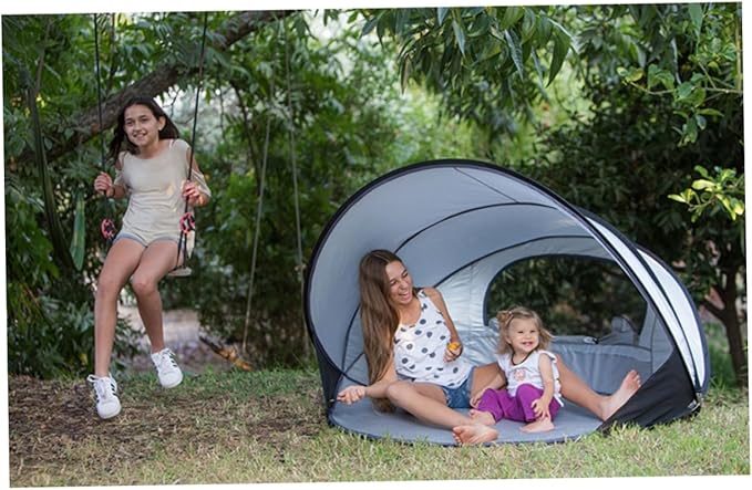 Portable Full Automatic Beach Tent Double Outdoor Shelter Fishing Canopy Compact Folding Design for Sun Protection Silver