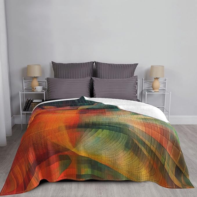 Grid Tunnel Soft Fleece Blanket 60 * 50 inch Soft Sofa Blanket Suitable for Sofa Camping Travel Night Cover Blanket