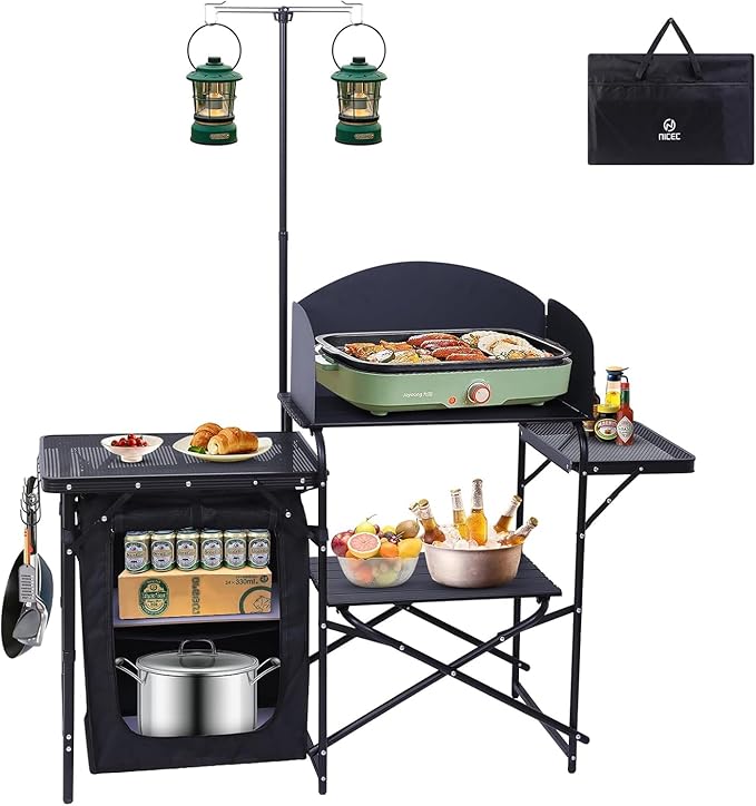 Nice C Camping Table Storage Camping with Solar Panels Camping Kitchen Station Outdoor Folding Table &amp Organizers