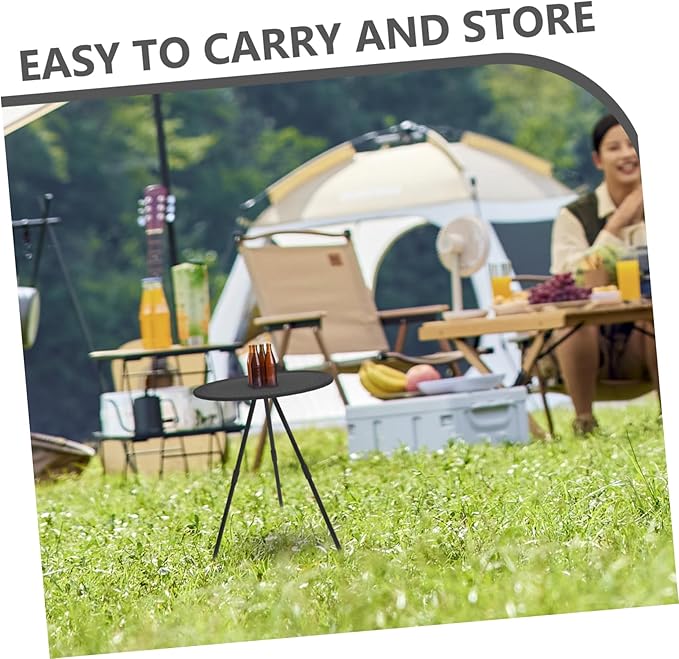 1pc Adjustable Portable Round Folding Table Lightweight Camp Table for Outdoor Picnics Barbecues and Camping Sturdy and Design for Home and Travel Use