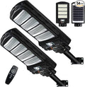 2 Pack Solar Street Light Outdoor200w 6000LM Solar Motion Flood Lights IP66 Waterproof Dusk to Dawn Led Remote Control for GardenPaking LotPoleBarnWall Lighting