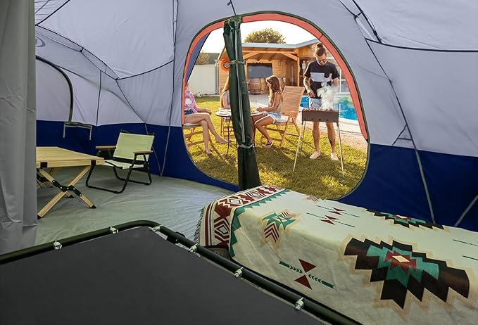 UNP Camping Tent 10-Person-Family Tents Parties Music Festival Tent Big Easy Up 5 Large Mesh Windows Double Layer 2 Room Waterproof Weather Resistant 18ft x 9ft x78in