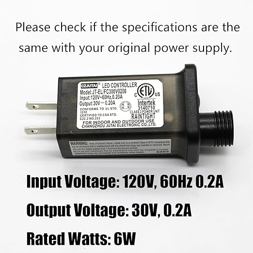 2 Pcs 8 Mode Light LED Transformer 30V LED Controller Class 2 Power Supply Low Voltage Transformer US Plug Adapter Replacement for String Light