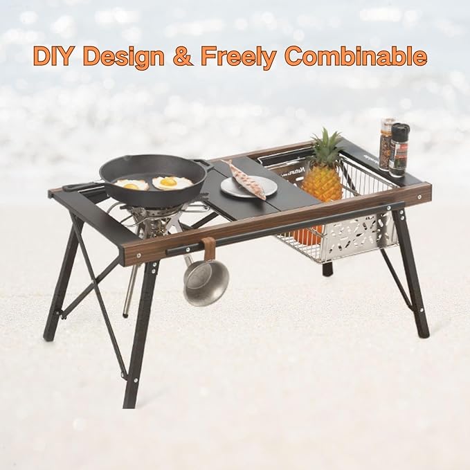 Naturehike Folding IGT Camping Table Portable IGT Table with Carry Bag IGT Cook System Camping Kitchen Foldable Picnic Table for Outdoor Camp Picnic Car RV Trip Patio Backyard BBQ