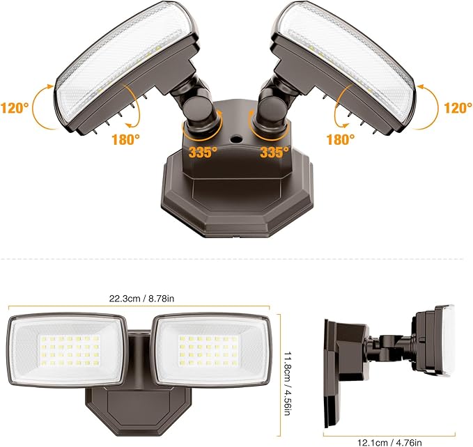 Onforu 3200LM Flood Lights Outdoor 32W 6500K LED Security Light Switch Controlled IP66 Waterproof Outdoor Lights Wall Mount Exterior Flood Light with 2 Adjustable Heads Floodlights Outside