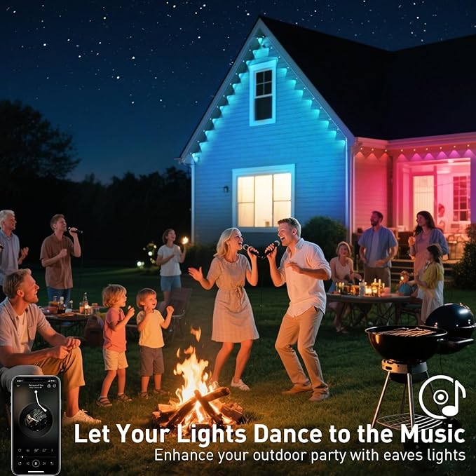 400FT Permanent Outdoor Lights Smart RGB Eaves Lights with App/Remote Control LED IP67 Waterproof Outdoor Lighting for Halloween Christmas Holidays Daily Party House Roof Lighting